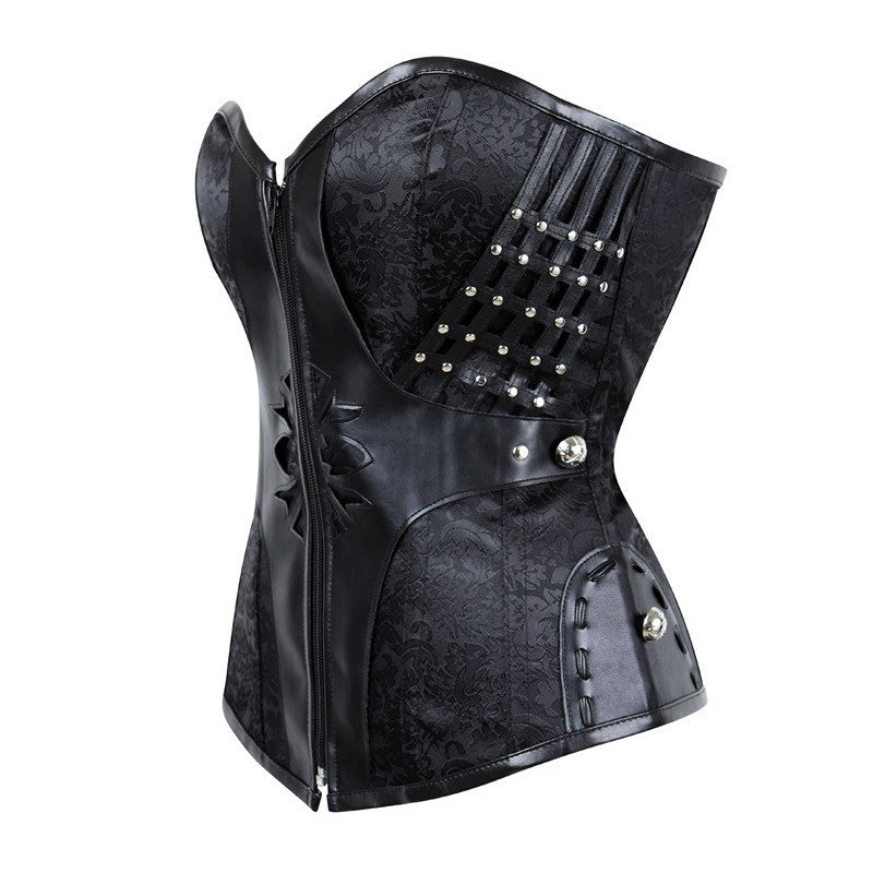 Beonlema Gothic Women Corset Waist Modeling Sexy Bustiers Steampunk Corsets Tight Lacing Black Goth Fuax Leather Korset S-2XL