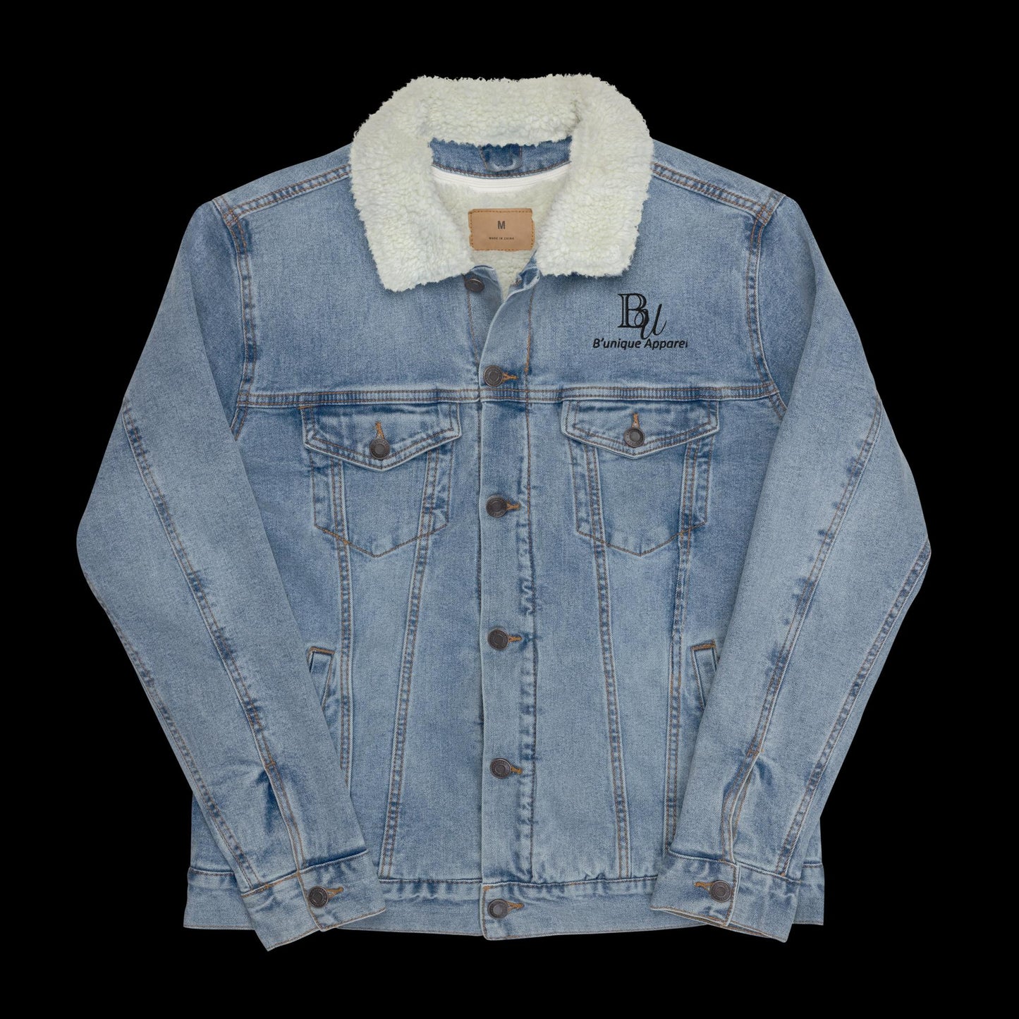 Unisex denim Embroidered ( B U ) sherpa jacket